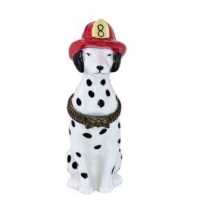 Dalmatian Firefighter Trinket Box Figurine Midwest Of Cannon Falls Spotted Dog